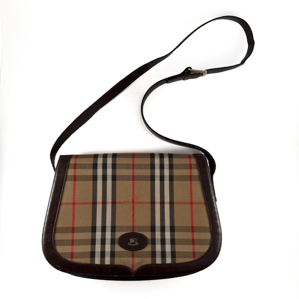 Burberry Vintage Haymarket Shoulder Saddle Bag - Picture 2 of 11